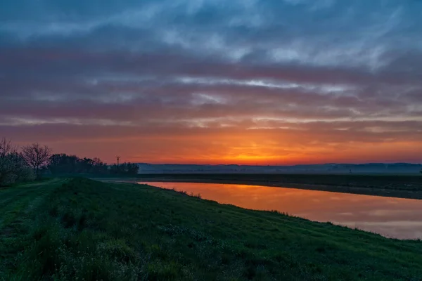 Morava River Color Sunrise Kvasice Village Central Moravia — Stock Photo, Image