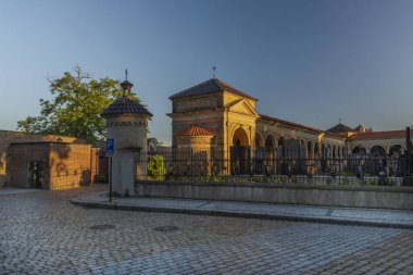Vysehrad Prag 'da gün doğumu zamanı ve güzel renklerle