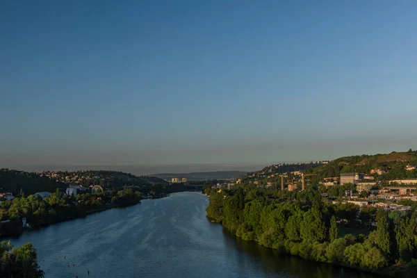 Dolina Wełtawy Stolicy Praga Czechach Wiosną Rano — Zdjęcie stockowe