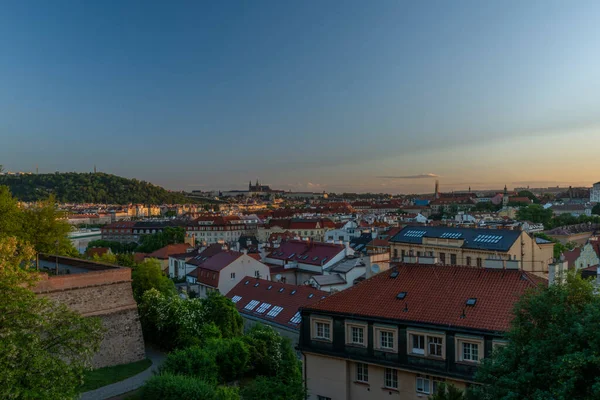 Vysehrad Praga Com Nascer Sol Cores Bonitas — Fotografia de Stock