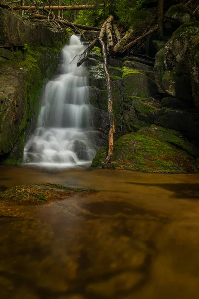 Waterfall Jodlowka Creek Borowice Village Krkonose Mountains Spring Day — Stock Photo, Image