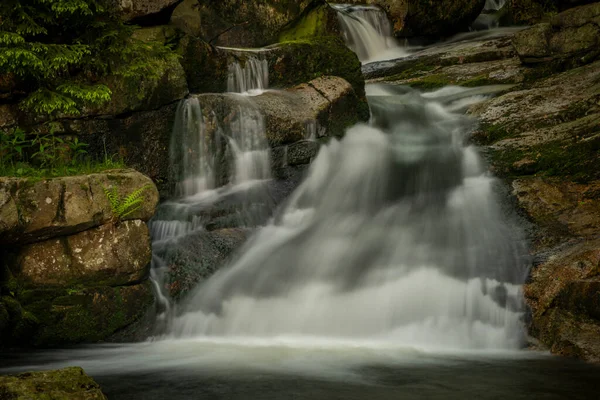 Waterfall Karpacz Town Krkonose Mountains Spring Soon Fresh Morning — Stock Photo, Image