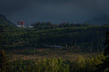 Vysoke Tatry mountains in summer cloudy fresh morning near Strbske Pleso village
