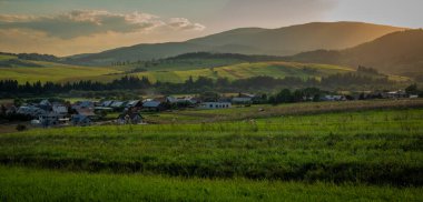 Summer sunny beautiful evening near Oravska Polhora village in the north Slovakia