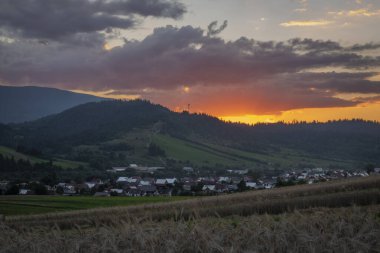 Summer sunny beautiful evening near Oravska Polhora village in the north Slovakia