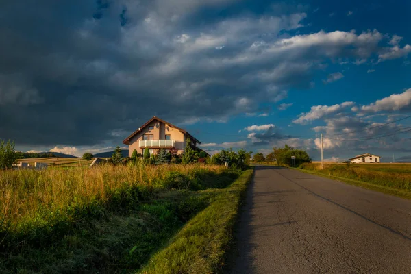 Summer Sunny Beautiful Evening Oravska Polhora Village North Slovakia — Stok fotoğraf