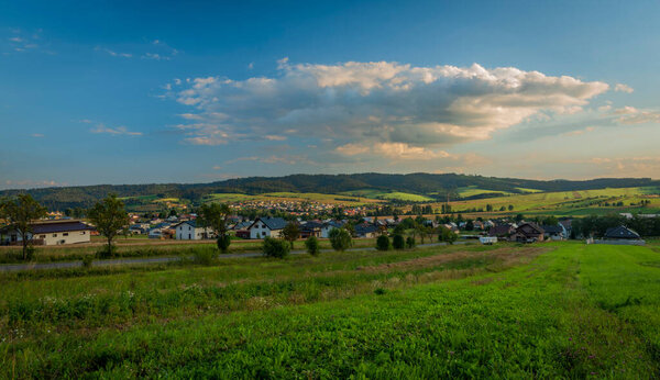 Summer sunny beautiful evening near Oravska Polhora village in the north Slovakia