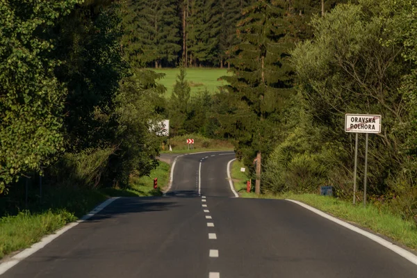 Summer Slovakia Morning Road Border Poland Oravska Polhora Village — Fotografia de Stock