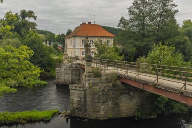 Vyssi Brod town with monastery in summer cloudy color day