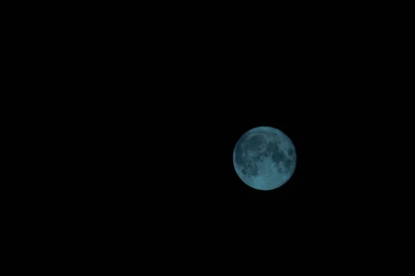 Volle Maan Met Zwarte Donkere Hemel Zomer Hete Frisse Nacht — Stockfoto