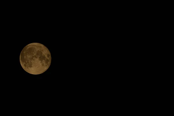 Lua Cheia Com Céu Escuro Preto Verão Noite Fresca Quente — Fotografia de Stock