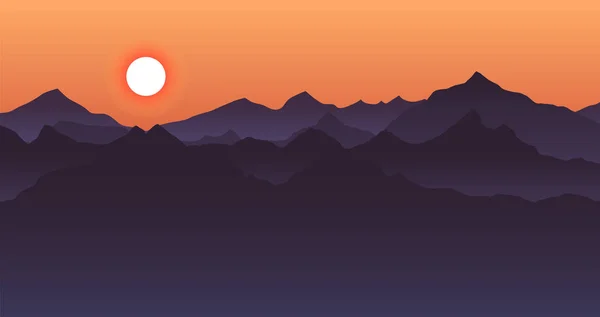 Beautiful Blue Mountain Landscape Sunrise Sunset Mountains Background Dark Night — стоковый вектор