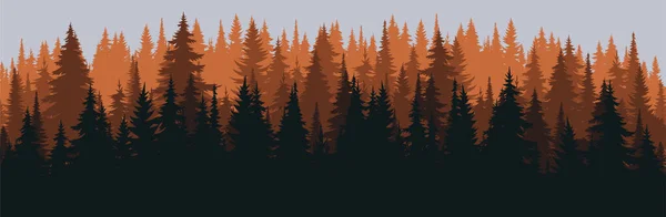 Vector Mountains Forest Background Texture Silhouette Coniferous Forest Vector Autumn — стоковый вектор