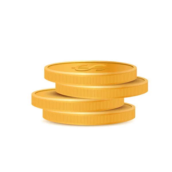 Coins Pile Golden Coin Dollar Stack Jackpot Coins Gold Treasure — Stock Vector