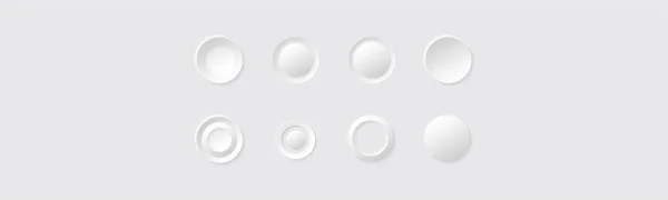 Neumorphic Design Collection Minimalism Style White Circle Buttons Icons Neumorphism — Stockvektor