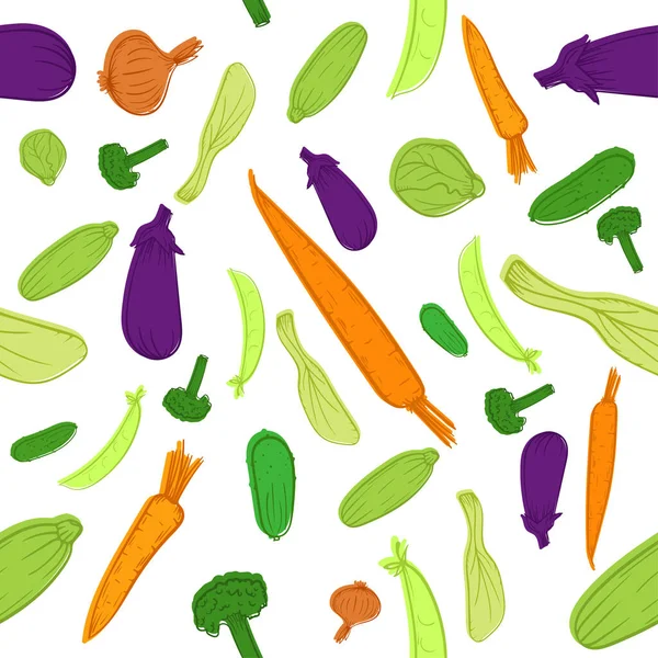 Hand Drawn Sketch Vegetables Healthy Food Eggplant Carrot Zucchini Cucumber — Wektor stockowy