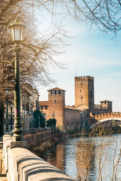 Verona Itália Panorama Castelvecchio Rio Adige — Fotografia de Stock