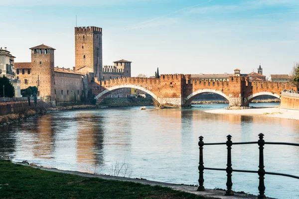 Verona Italy Castelvecchio Bridge Adige River — Stock Photo, Image