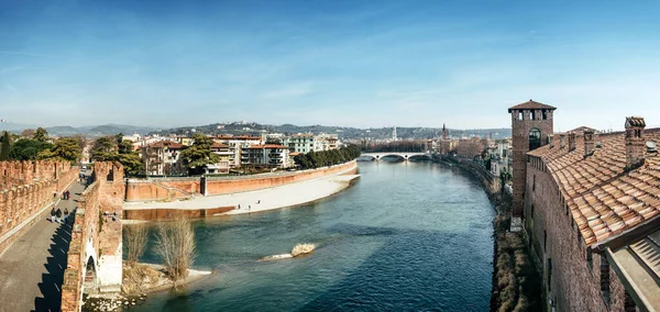 Verona Itália Panorama Rio Adige Castelvecchio — Fotografia de Stock