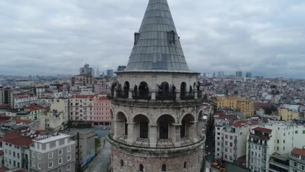 ゴールデンホーンIstanbulと空中ビューガラタタワー イスタンブールの空からの眺め — ストック動画