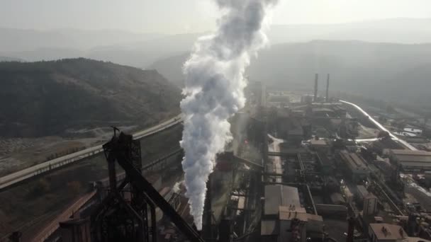 Dym Brud Huty Stali Szczegóły Białego Dymu Zanieczyszczone Niebo — Wideo stockowe