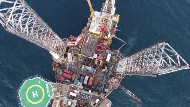 Aerial View Maintenance Repair Jack Oil Gas Rig Shipyard Offshore — Stock Video