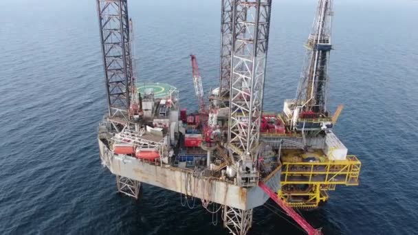 Letecký Pohled Údržba Opravy Jack Ropné Plynové Plošiny Loděnici Offshore — Stock video