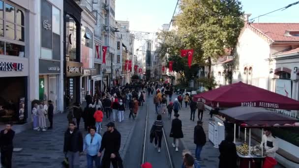 Istiklal Straße Mit Menschen — Stockvideo