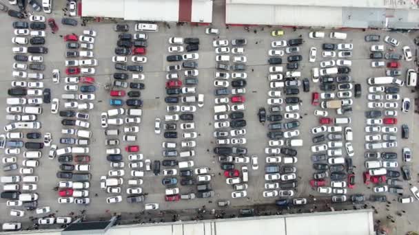 Widok Lotu Ptaka Zaparkowanych Samochodów Widok Lotu Ptaka Parking Samochód — Wideo stockowe