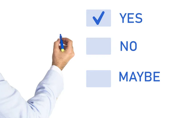 Choice Yes Hinking Young Man Making Decision Yes Maybe — Stock Photo, Image
