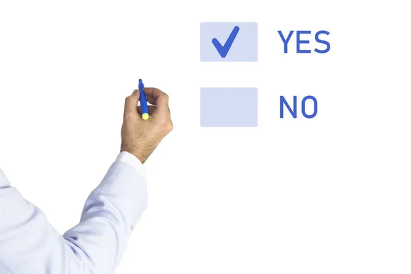 Choice Yes Hinking Young Man Making Decision Yes Maybe — Stock Photo, Image