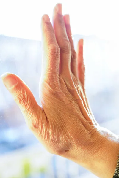 Foto Ravvicinata Mani Anziane Una Donna Anziana Donna Mani — Foto Stock