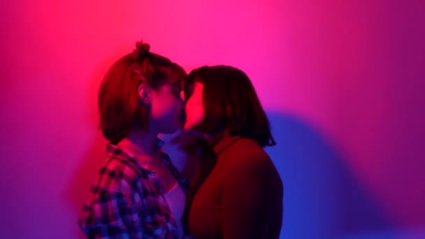 Pasangan Lesbian Saling Berciuman Wanita Lgbt — Stok Video