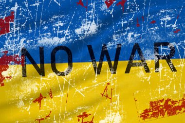 Ukrayna bayrağı ve savaş kelimesi yok. Ukrayna bayrağı yazılı savaş kelimesi yok.