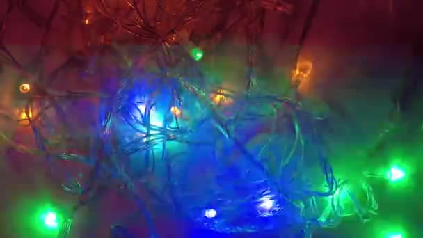 Noel Işıkları Yakın Noel Işıklarının Renkli Iplikçikleri Yakın Çekim — Stok video