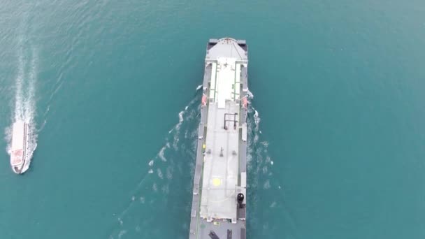 Aerial View Freight Ship Cargo Containers — Stock Video