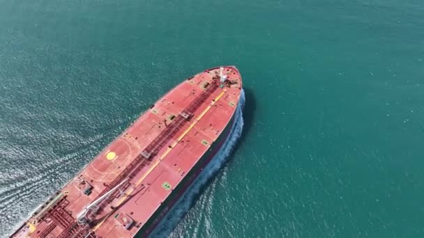 Top View Loaded Container Cargo Vessel Motion — Stock Video