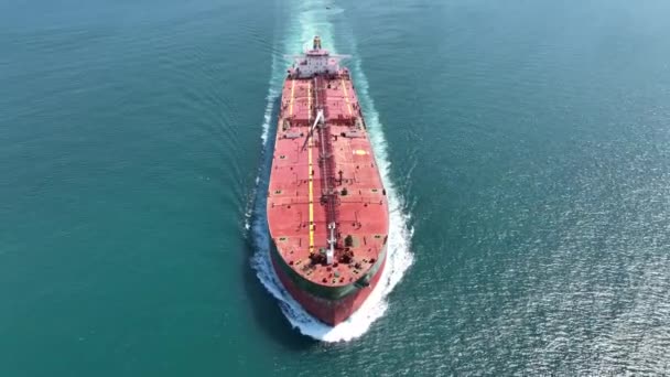 Antenn Skott Containerfartyg Havet — Stockvideo