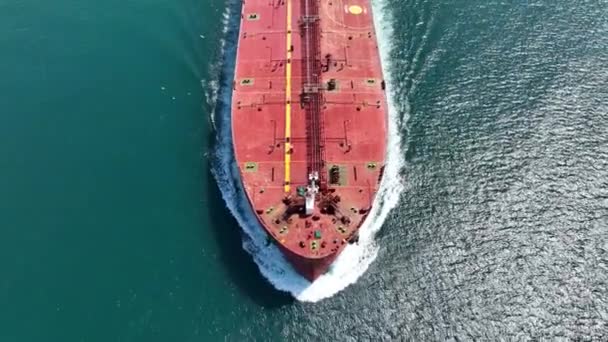 Luchtfoto Van Containerschip Oceaan — Stockvideo