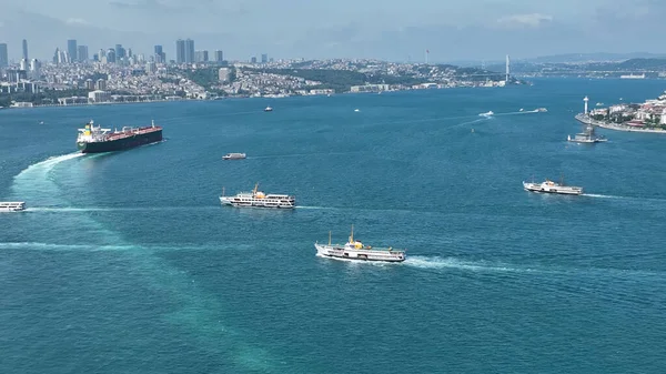Vue Détroit Bosphore Depuis Port Istanbul Dinde — Photo