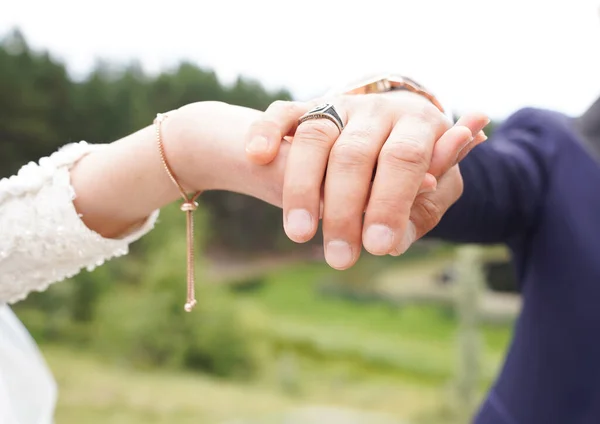 Sposa Sposo Che Tengono Mano — Foto Stock