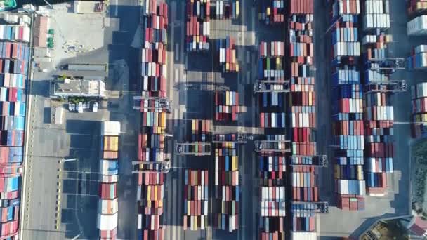 Flygvy Industriell Hamn Med Container Port Där Del Sjöfarten — Stockvideo