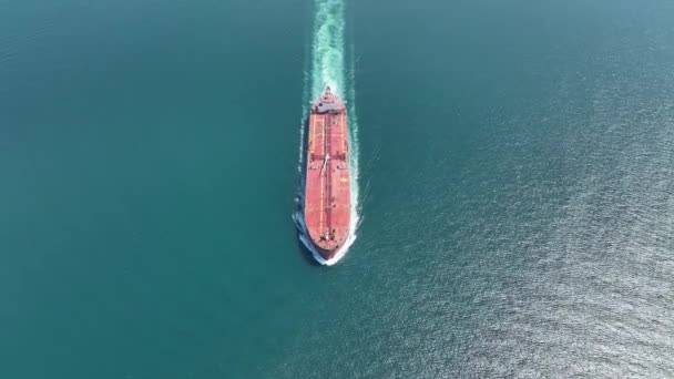 Вид Сверху Грузовое Судно Плывущее Море — стоковое видео