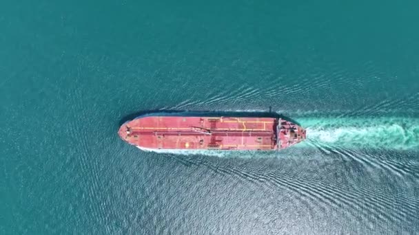 Aerial View Heavy Loaded Container Cargo Vessel — Video Stock