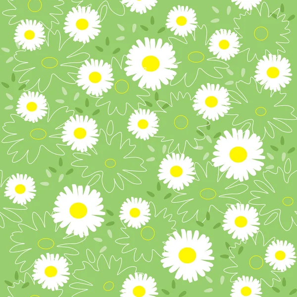 花のシームレスなパターンの背景 デイジーシームレスなパターン — ストックベクタ