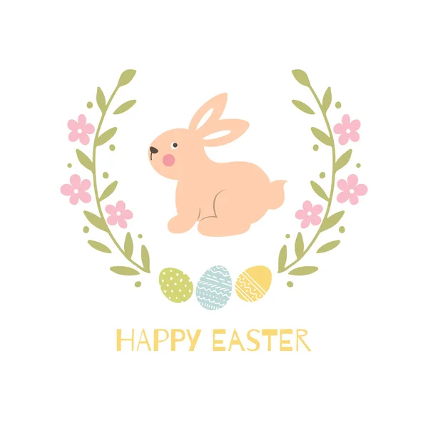 Veselé Velikonoce Pozdrav Pastelových Jarních Barvách Velikonoční Zajíček — Stockový vektor