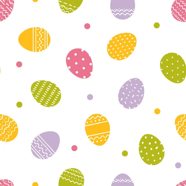 Patrón Sin Costura Pascua Colores Primavera Fondo Con Huevos Puntos — Vector de stock