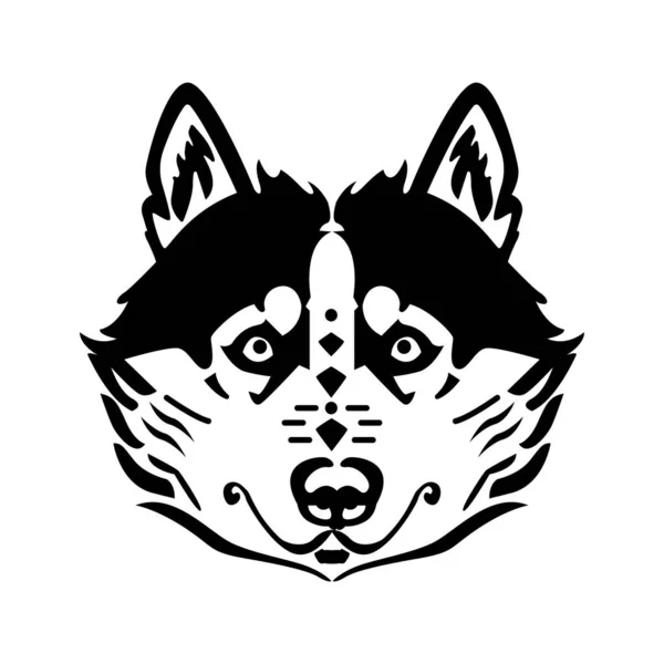 Faccia Cane Isolato Sfondo Bianco Stylized Husky Testa Segno Zodiacale — Vettoriale Stock