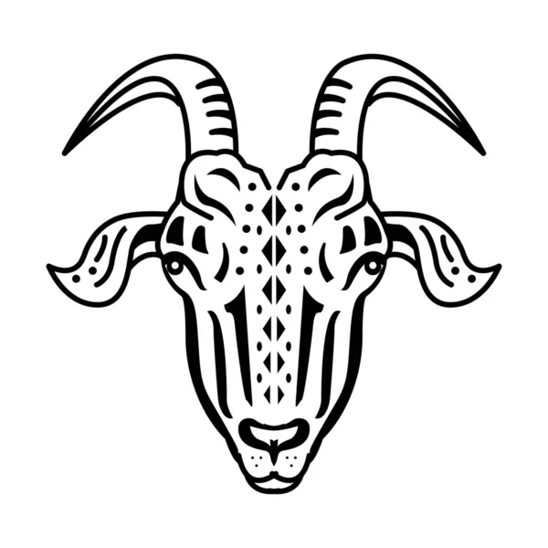 Keçi Yüzü Beyaz Arka Planda Izole Edilmiş Stilize Keçi Kafası — Stok Vektör