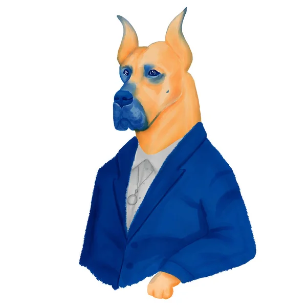 Great Dane Costume Watercolor Clipart — Stock Photo, Image